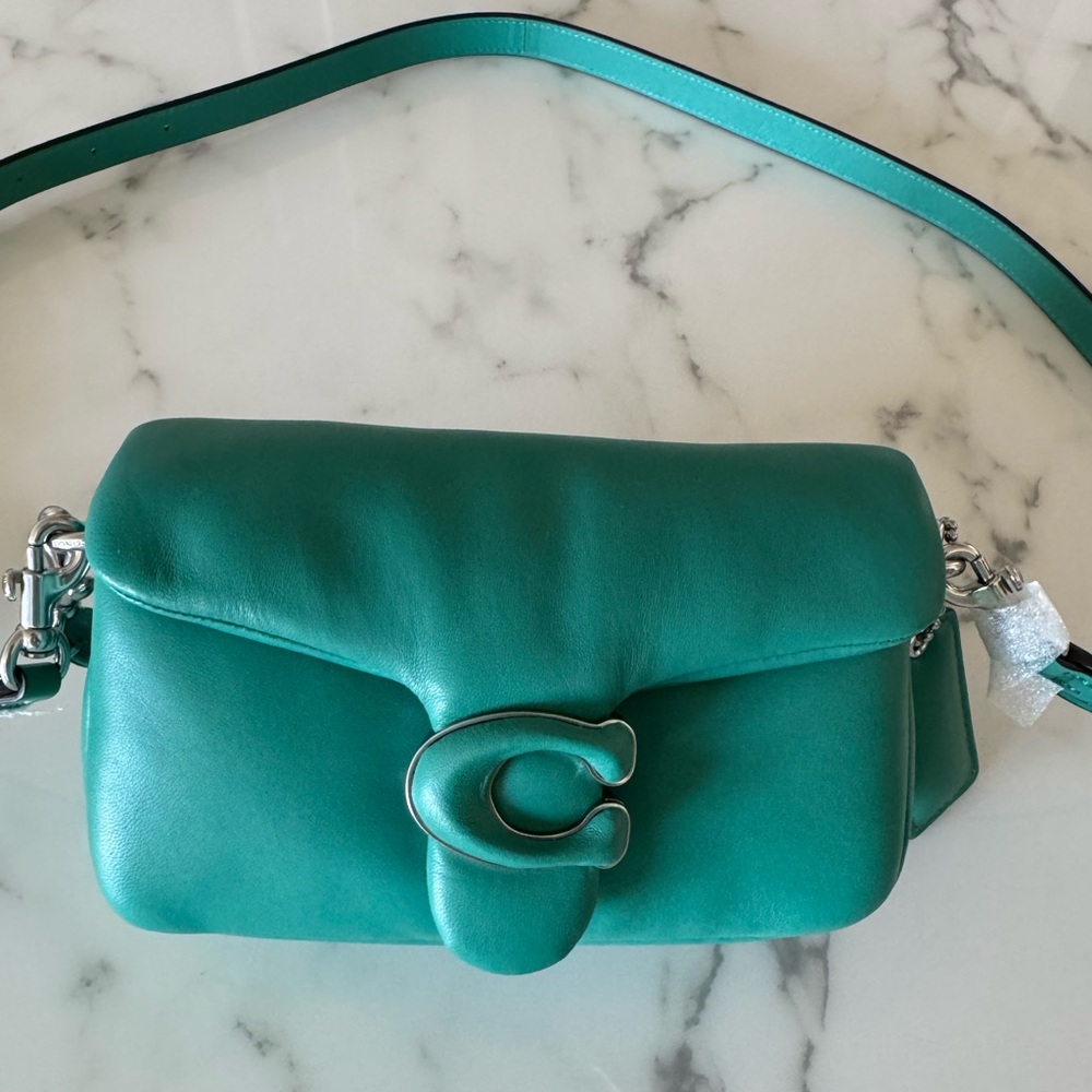 Coach Vibrant Green Leather Crossbody Bag Pillow tabby